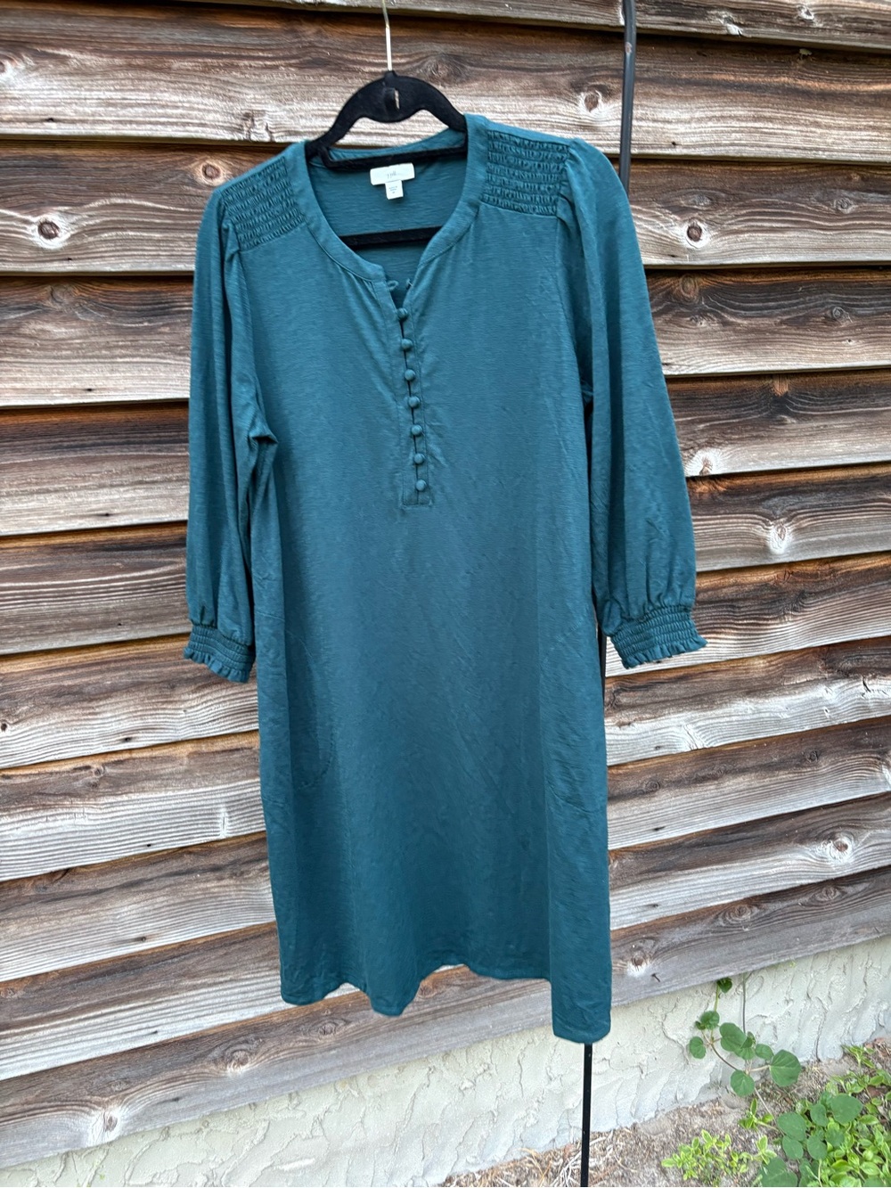 J. Jill Teal Button-Front Shift Dress
